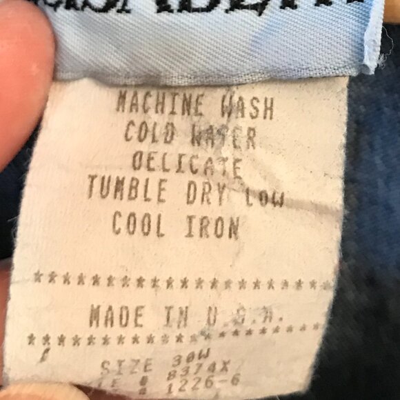 Elisabeth Denim Tunic: Vintage 80s Collarless Button-Down Shirt, Plus Size 30W - Picture 7 of 10